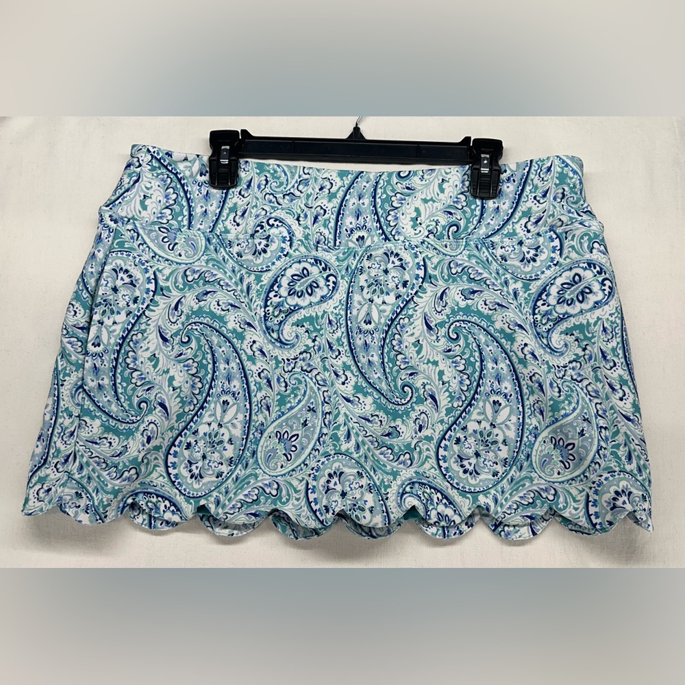 Sigrid Olsen Skort Skirt Golf Tennis Pickleball Blue Paisley Pockets Size XL